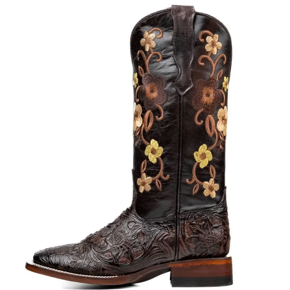 Rock’em Square Toe Cowgirl Boots Floral Daisies Size 9 / 25.5 - Picture 3 of 12